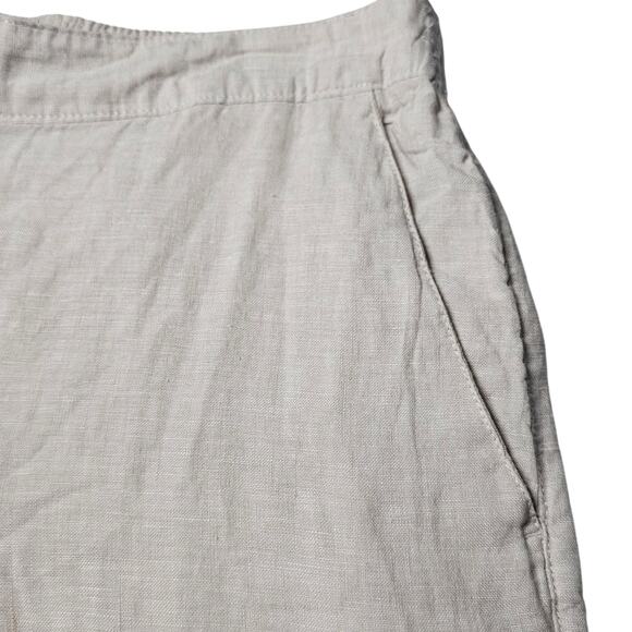 Tahari 100% Beige Linen Cropped Elastic Waist Pull-On Lagenlook Pants Size M - Picture 3 of 11